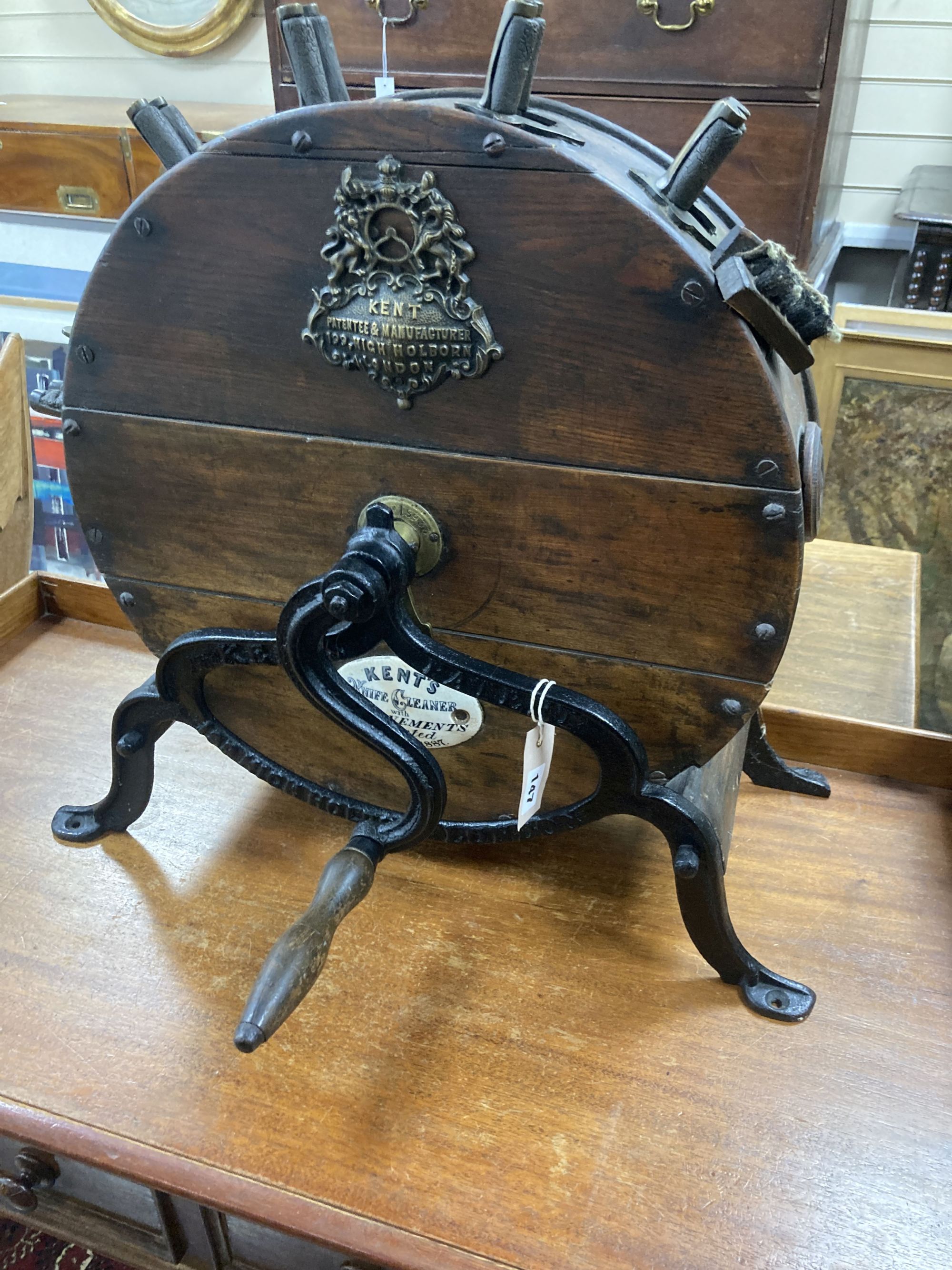 A Victorian Kents knife sharpening wheel, width 59cm, height 58cm